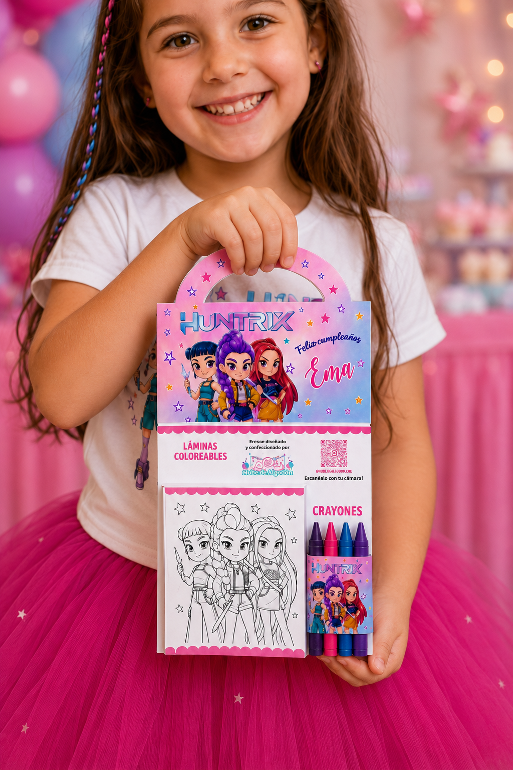 Souvenir de Cumpleaños Personalizado para Colorear + lapices de colores