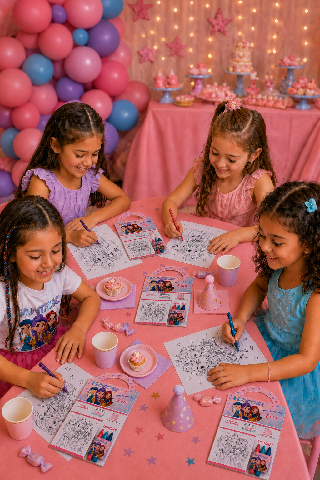 Souvenir de Cumpleaños Personalizado para Colorear + lapices de colores