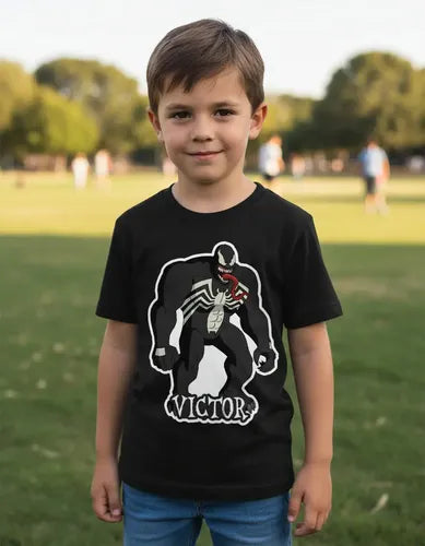 Polera Venom Spiderman Personalizada Niños Algodón 100%
