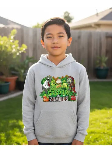 Polerón Plantas Vs Zombies  Personalizado Algodón Niños