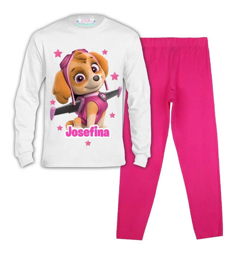 Pijama Largo Skye Paw Patrol 4 Personalizado Algodón