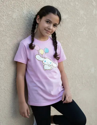 Polera Color Algodón 100% Niñas Cinnamoroll Globos