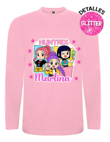 Polera Larga Guerreras K Pop Huntrix Personalizada Niñas
