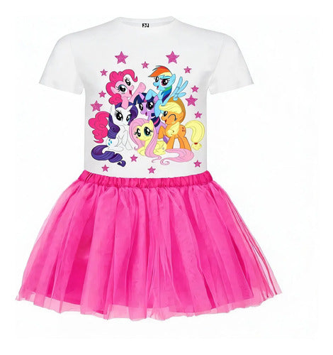 Disfraz Vestido My Little Pony  Polera + Tutú Niñas Detalles Glitter Flex