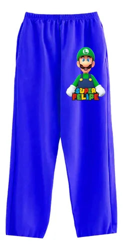 Pijama Largo Luigi Bros Niños Algodón Personalizado