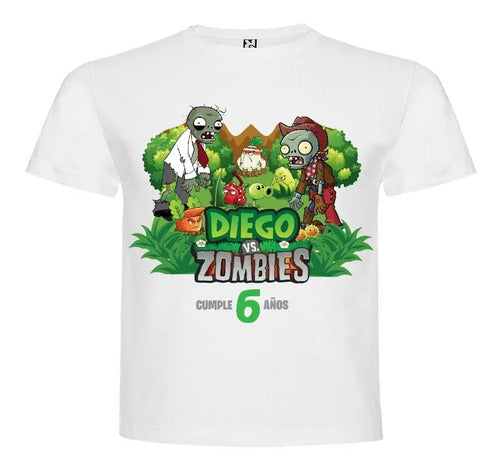 Polera Plantas Vs Zombies Cumpleaños Personalizada Niños