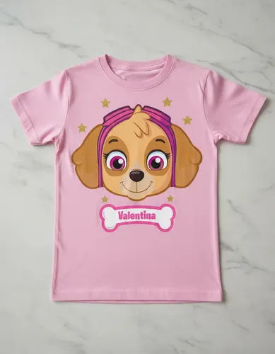 Polera Skye Paw Patrol Personalizada Niñas Algodón 100%