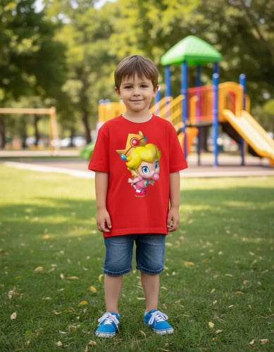Polera Color Algodón 100% Niños Princesa Peach Mini