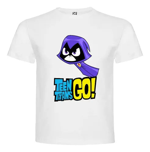 Polera Blanca Algodón 100% Niños Jovenes Titanes Raven
