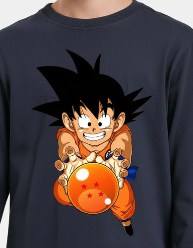 Polera Manga Larga Algodón Niños Goku Dragon Ball