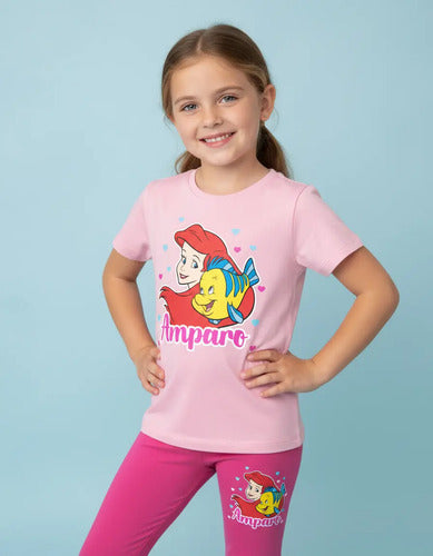 Polera Y Calza La Sirenita Arie Conjunto Niñas Personalizado