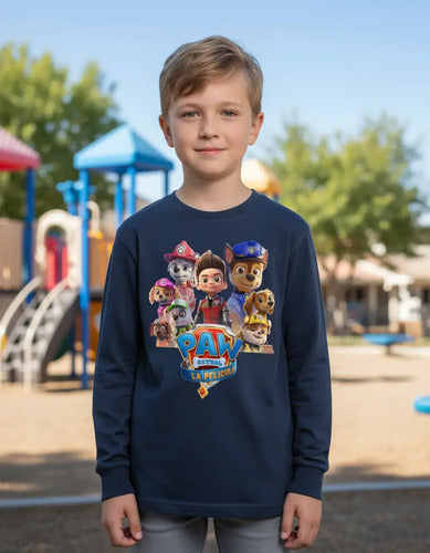 Polera Manga Larga Algodón Niños Paw Patrol Pelicula