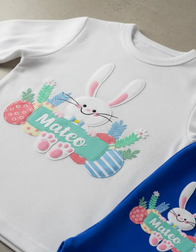Pijama Largo Conejito Pascua Resurrección Personalizad Niños