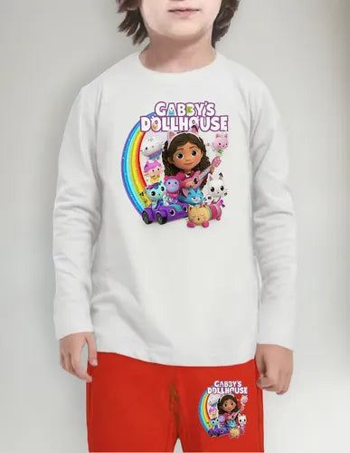 Pijama Largo Niñas Algodon Casa Gaby Gabby Dollhouse Arcoiris