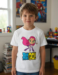 Polera Blanca Algodón 100% Niños Jovenes Titanes Starfire