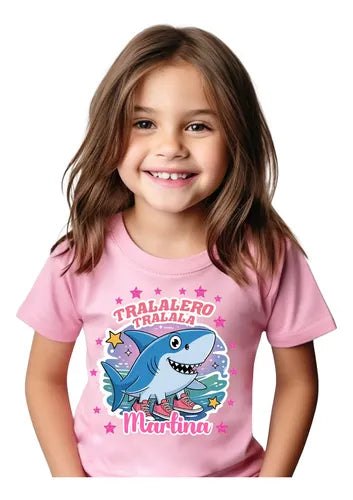 Polera Tralalero Tralala Niñas Personalizada Algodón 100%