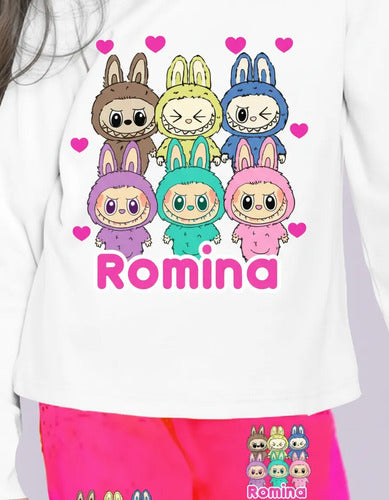 Pijama Largo Labubu Niñas Personalizado Algodon