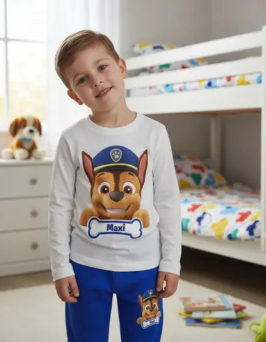 Pijama Largo Paw Patrol Niños Personalizado Algodón 2