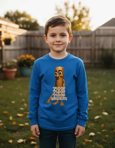 Polera Manga Larga Algodón Niños Tung Tung Sahur Brainrot
