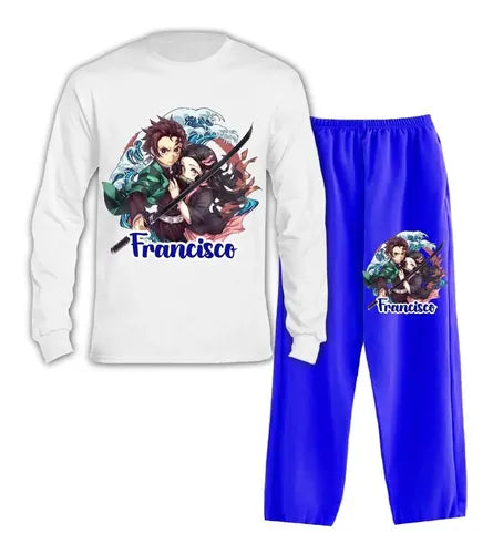 Pijama Largo Demon Slayer Niños 100% Algodón Personalizado