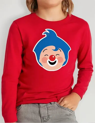 Polera Manga Larga Algodón Niños Plim Plim Cara