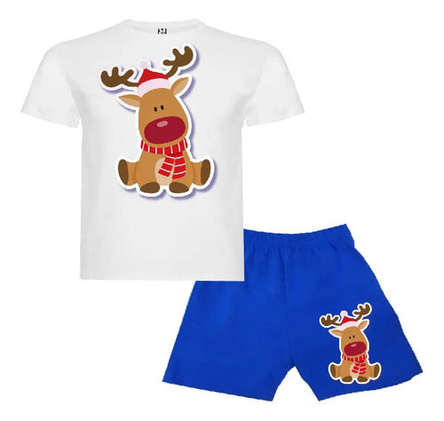 Pijama Corto Niños Algodon Reno Rudolfo Navidad