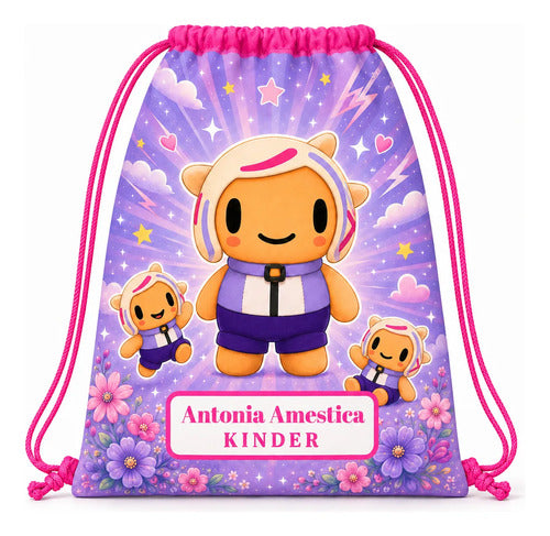 Mochila Morral Chuymine Bolsa Tela Personalizada Niñas Fucsia Estampado