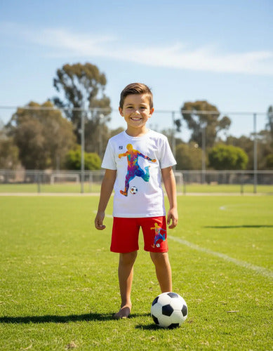 Pijama Corto Niños Algodon Futbol Silueta