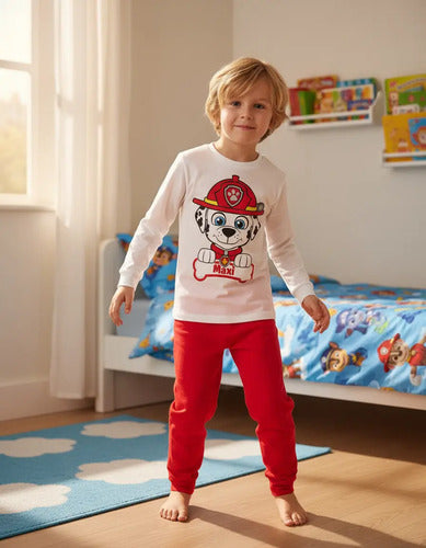 Pijama Largo Marshall Paw Patrol Niños Algodón Personalizado