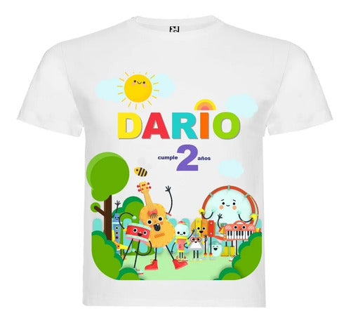 Polera Guitarra Y Tambor Cumpleaños Personalizada Niños