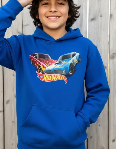 Polerón Canguro Algodón Niños Autos Hot Wheels