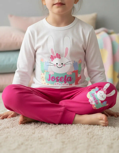 Pijama Largo Conejito Pascua Resurrección Personalizad Niños