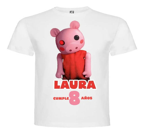 Polera Piggy Roblox Cumpleaños Personalizada Algodón 100%