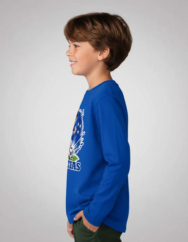 Polera Algodon Manga Larga Futbol Niño Personalizada Nombre