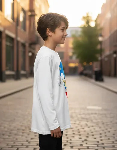 Camiseta Polar Manga Larga Polera Niño Sonic Corriendo