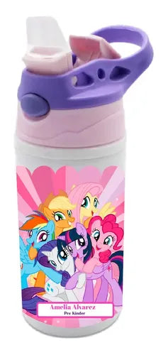Botella Agua Colegio My Little Pony Personalizada Niñas Blanco