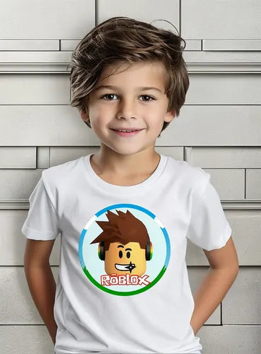 Polera Color Algodón 100% Niños Roblox Nuevo