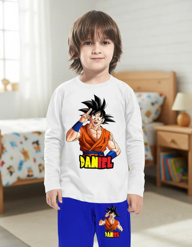 Pijama Largo Goku Dragon Ball Z Algodón Niños Personalizado