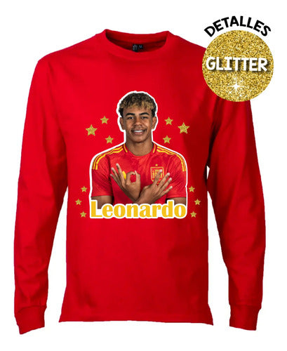 Polera Lamine Yamal Manga Larga Personalizada Niños Algodon