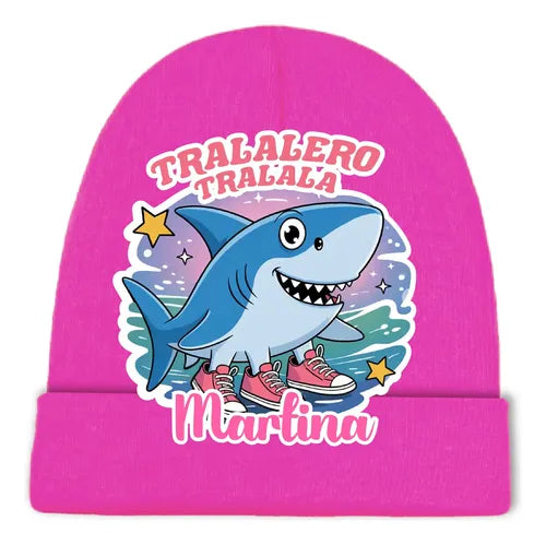 Gorro Lana Tralalero Tralala Brainrot Personalizado Niñas Rosa Talla Niñas