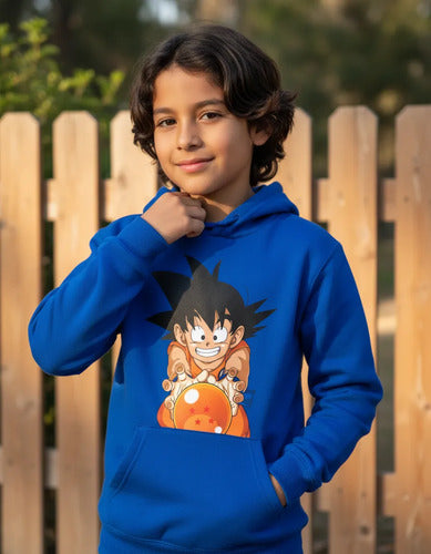 Polerón Canguro Algodón Niños Goku Dragon Ball