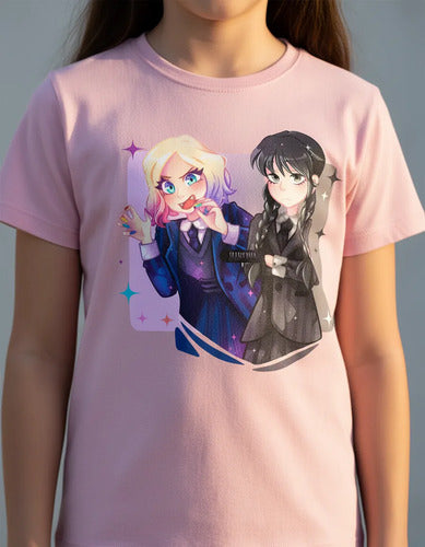 Polera Color Algodón 100% Niñas Merlina Enid Kawaii