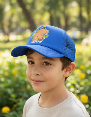 Jockey Capibara Niños Personalizado Ajustable D2 Azul Talla Niños Lisa