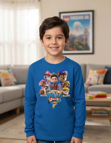 Polera Manga Larga Algodón Niños Paw Patrol Pelicula