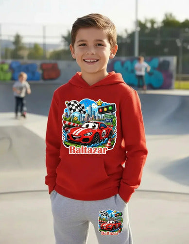 Buzo Auto Car Rojo Personalizado Niños Conjunto Deportivo