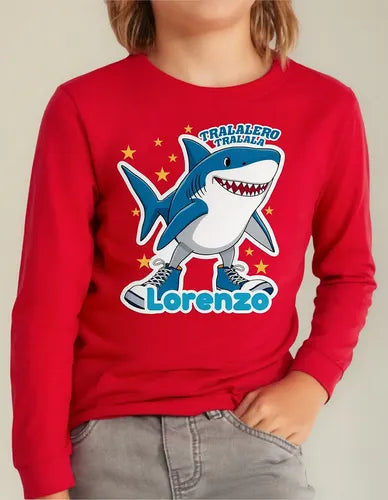 Polera Tralalero Tralala Personalizada Niños Manga Larga 2