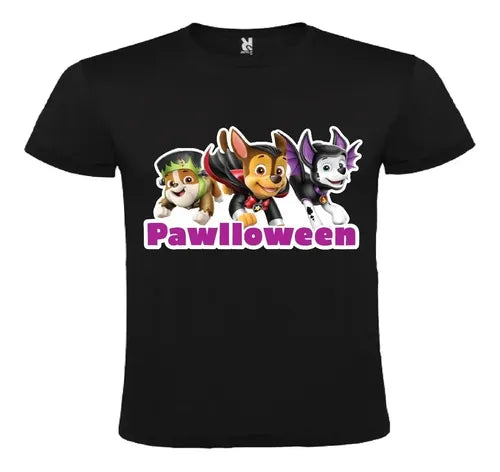 Polera Paw Patrol Halloween Personalizada Niños Algodon