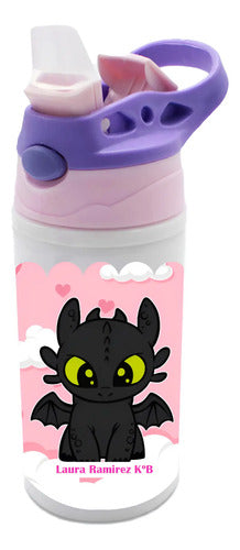 Botella Agua Colegio Chimuelo Dragon Personalizada Niñas