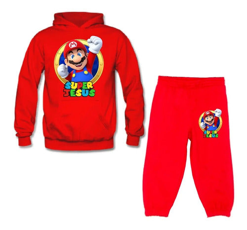 Polerón Mario Bros + Pantalón De Buzo Personalizado Algodón