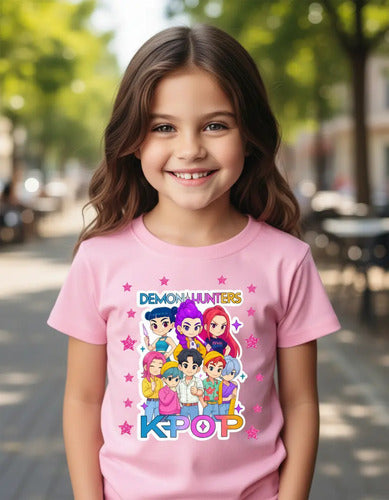 Polera Huntrix Guerreras K Pop Y Saja Boys Niñas Algodón100%